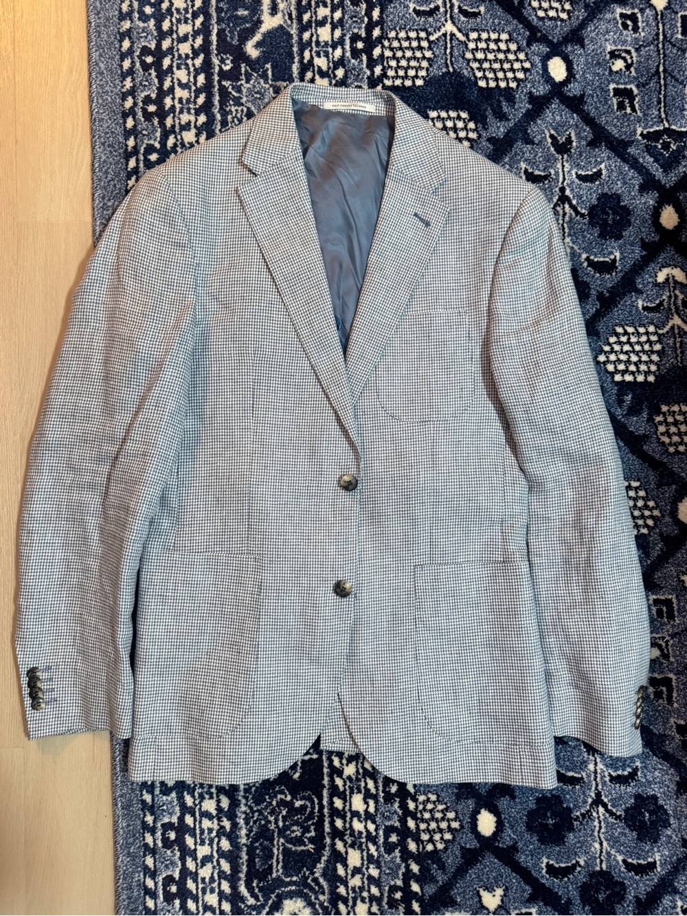 Trenery Light Blue and Gray Houndstooth Sport Coat